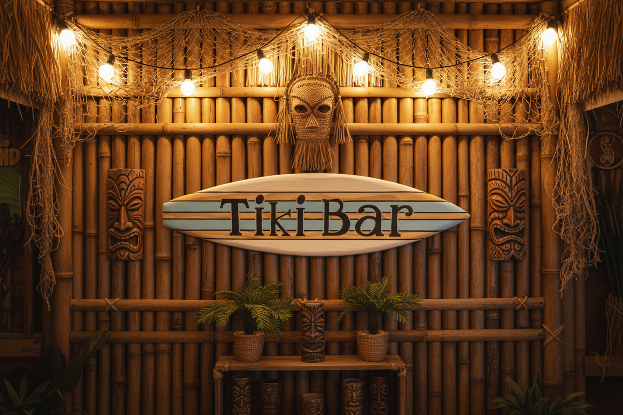 Light Blue Stripe Tiki Bar
