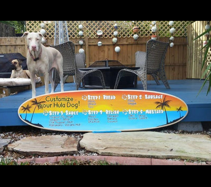 Custom Hula Dog Menu Surfboard