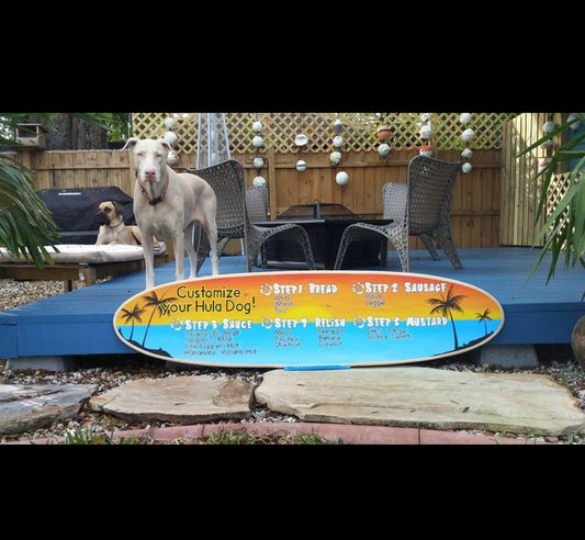 Custom Hula Dog Menu Surfboard