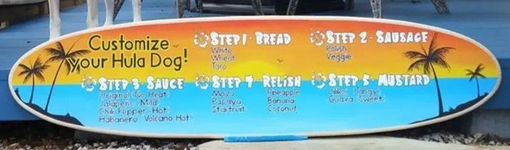 Custom Hula Dog Menu Surfboard
